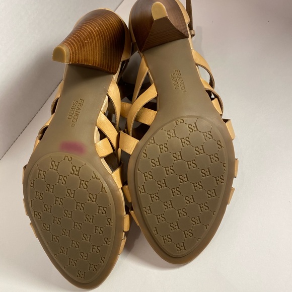 Franco Sarto Tan Leather Open Toe Strappy Heels - Picture 5 of 5